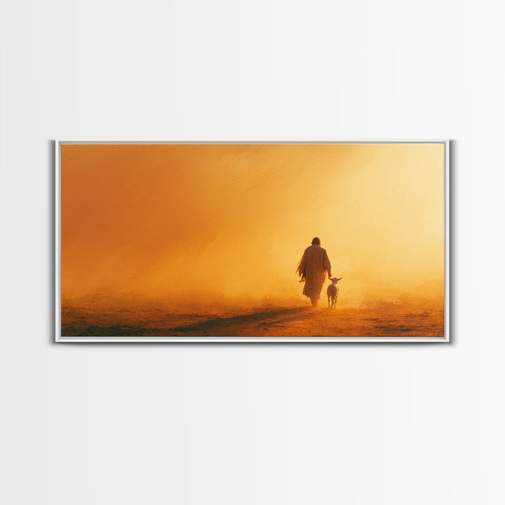 Desert Shepherd – Framed Canvas Print – Christian Wall Art – Christian Art Painting – Jesus Painting – Christian Decor – Christmas Art