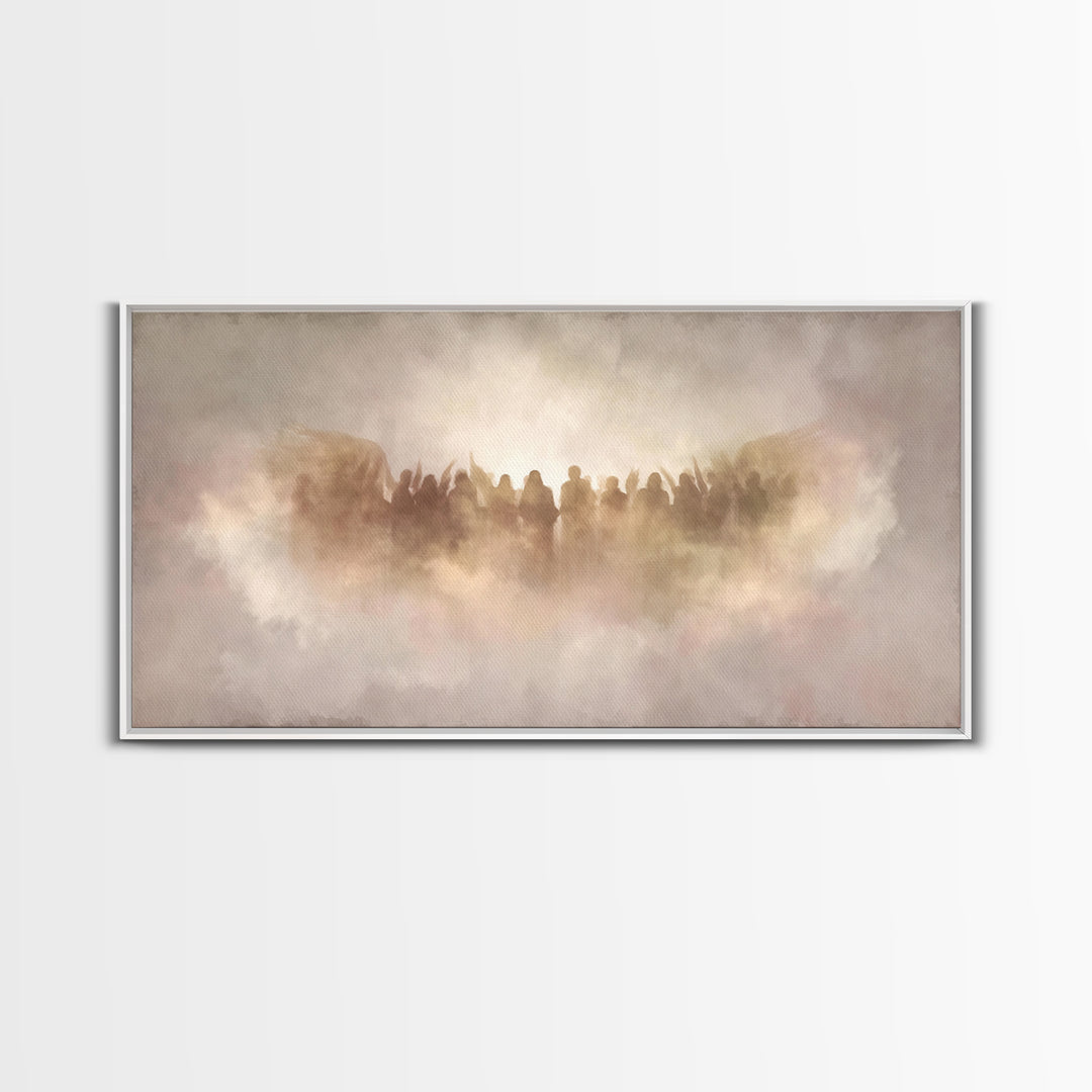 Clouds Of Glory - Framed Canvas Print - Christian Art Print - Subtle Christian Art - Christmas Art Prints - Christian Decor For Home - Vint