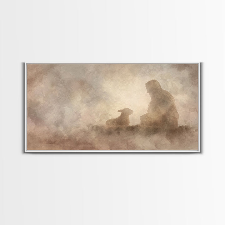 Silent Nativity – Framed Canvas Print – Christian Wall Art – Jesus Painting – Christmas Art – Christian Decor – Christian Art Canvas
