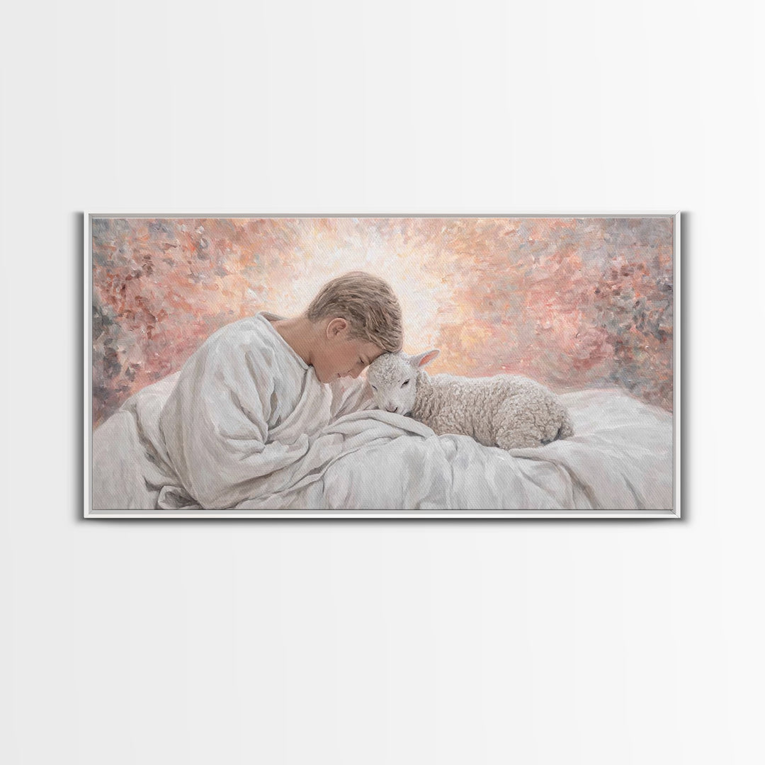 Shepherd Child Light – Framed Canvas Print – Jesus Painting – Christian Art Canvas – Christian Wall Art – Christian Christmas Art – Christi