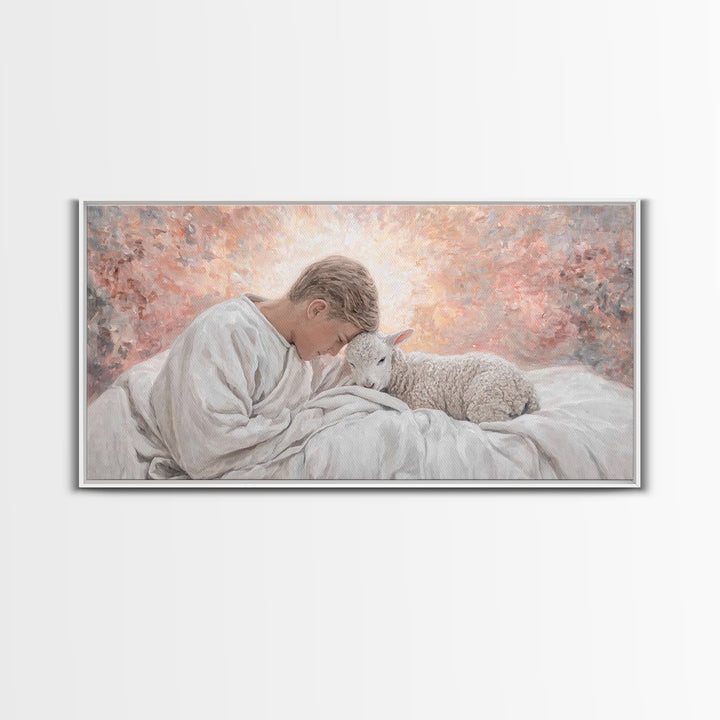 Shepherd Child Light – Framed Canvas Print – Jesus Painting – Christian Art Canvas – Christian Wall Art – Christian Christmas Art – Christi