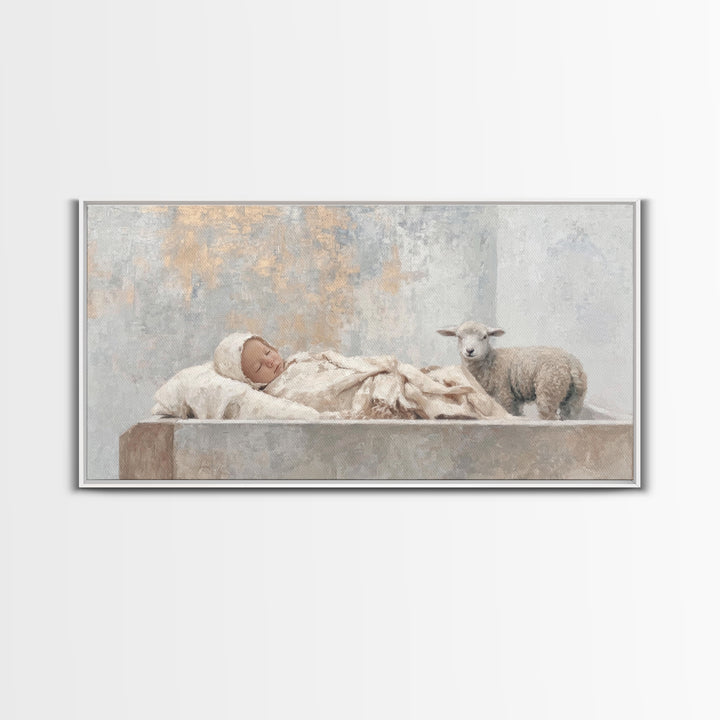 Infant Peace – Framed Canvas Print – Christian Christmas Art – Christian Wall Art – Jesus Painting – Christian Art Canvas – Christmas Art