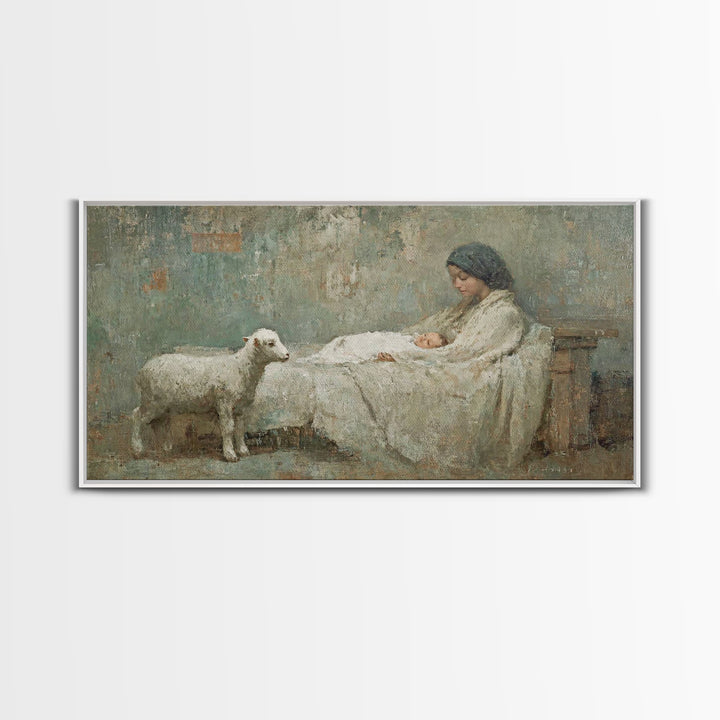 Mother’s Vigil – Framed Canvas Print – Christian Art Canvas – Christian Wall Art – Jesus Painting – Christian Decor – Christian Christmas A