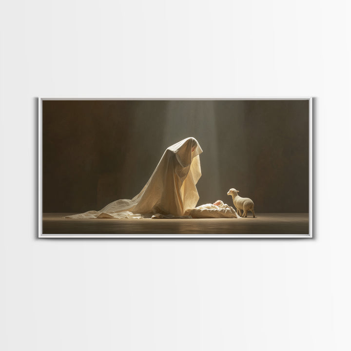 Sacred Adoration – Framed Canvas Print – Christian Art Canvas – Christian Christmas Art – Christian Wall Art – Christian Decor – Jesus Pain