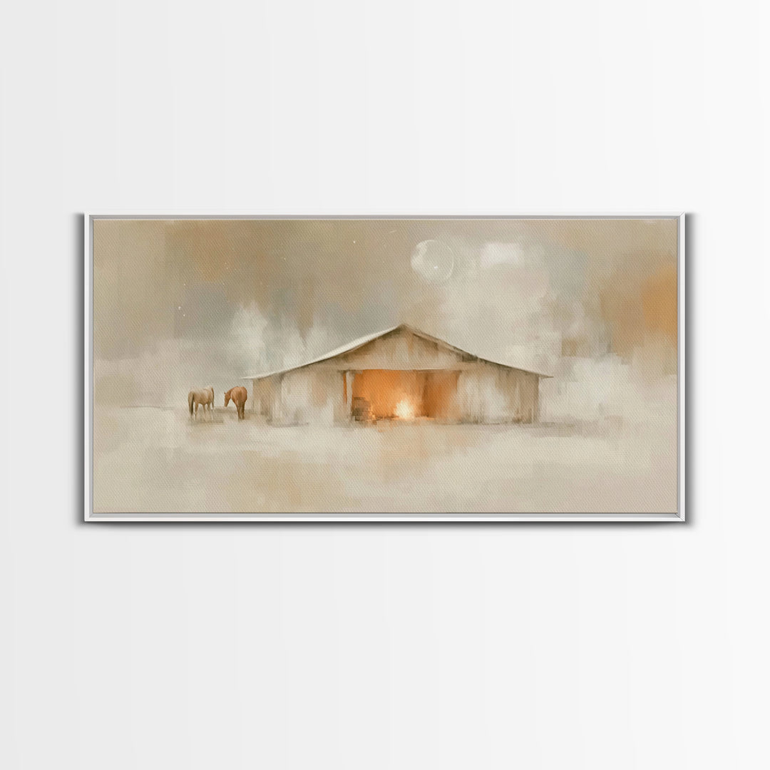 Quiet Manger – Framed Canvas Print – Christian Art Canvas – Christmas Art – Christian Wall Art – Christian Decor – Christian Christmas Art