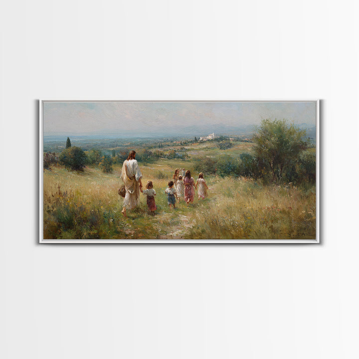 Shepherd’s Path Light – Framed Canvas Print – Jesus Painting – Christian Art Canvas – Christian Wall Art – Christian Art – Christian Gift I