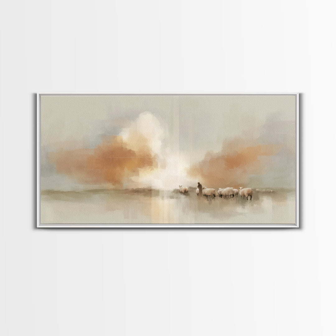 Soft Horizon Grace – Framed Canvas Print – Christian Art Painting – Christian Wall Art – Subtle Christian Art – Christian Art Canvas – Chri