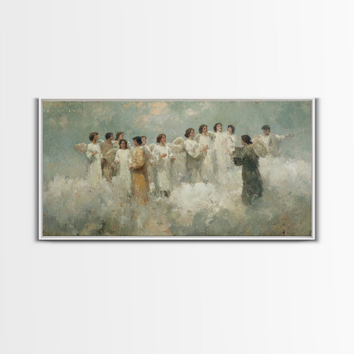 Celestial Harmony - Framed Canvas Print - Christian Christmas Art - Christian Wall Art - Christmas Canvas Wall Art - Christian Art Gift - M