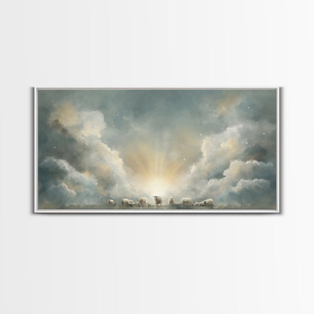 Shepherd’s Dawn Peace – Framed Canvas Print – Christian Art Canvas – Christian Wall Art – Christian Painting – Subtle Christian Art – Chris
