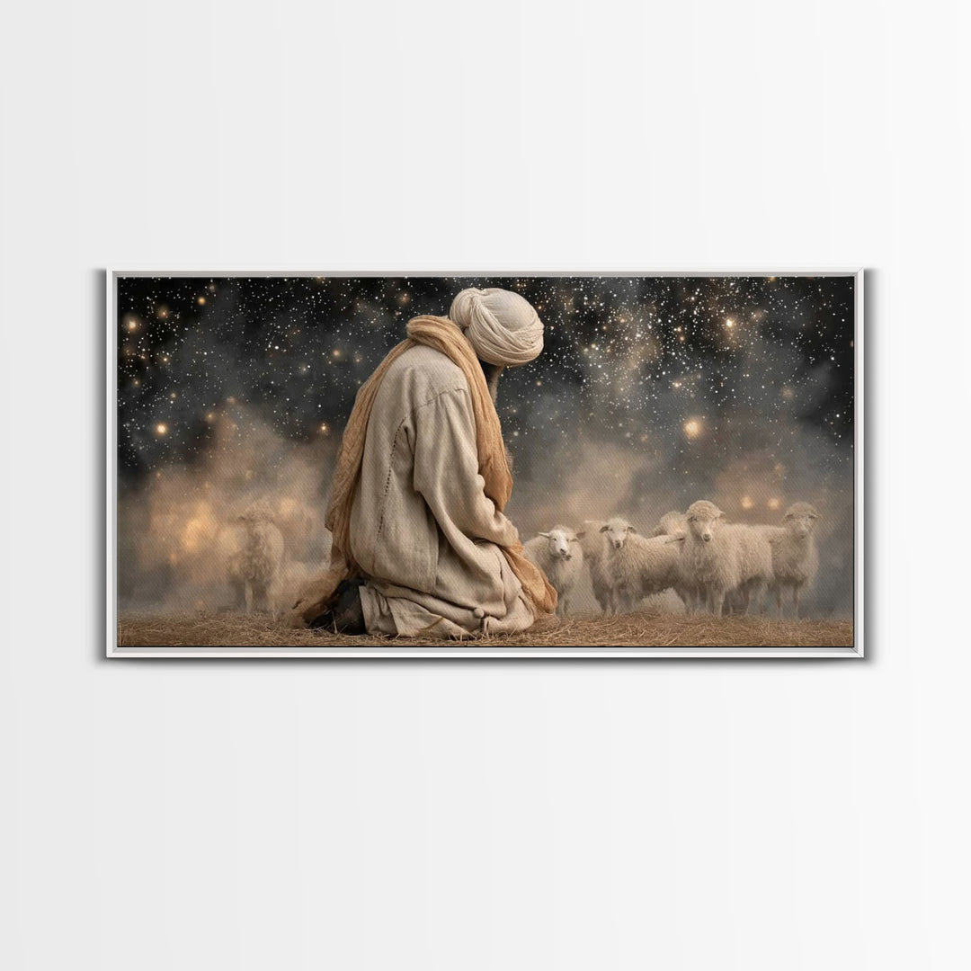 The Guiding Star – Framed Canvas Print – Christian Wall Art – Jesus Painting – Christian Art Canvas – Christian Christmas Art – Pastoral Sc