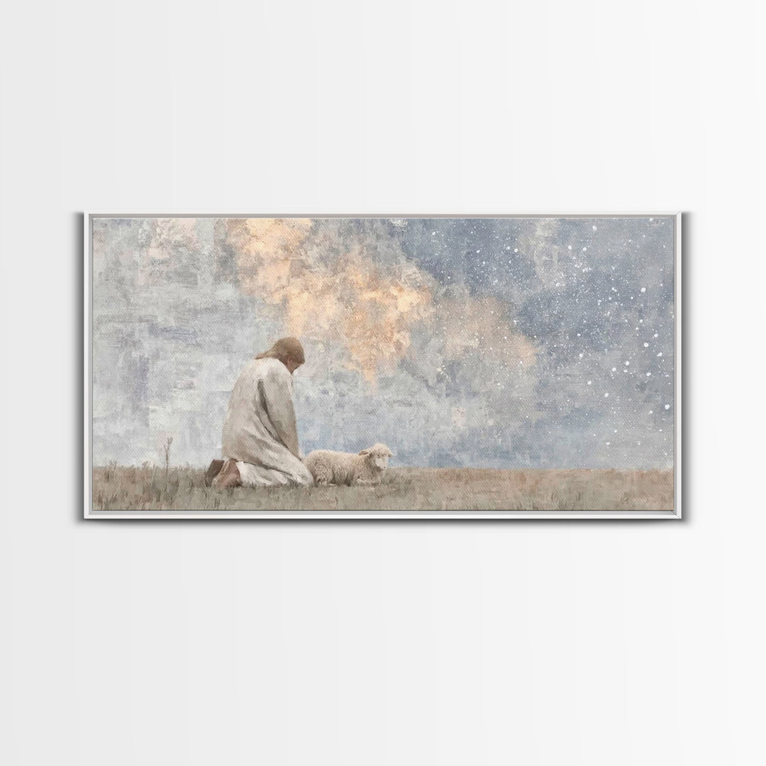 Quiet Night Watch | Framed Canvas Print | Christian Wall Art | Christian Art Canvas | Jesus Painting | Christmas Art Prints | Christian Chr