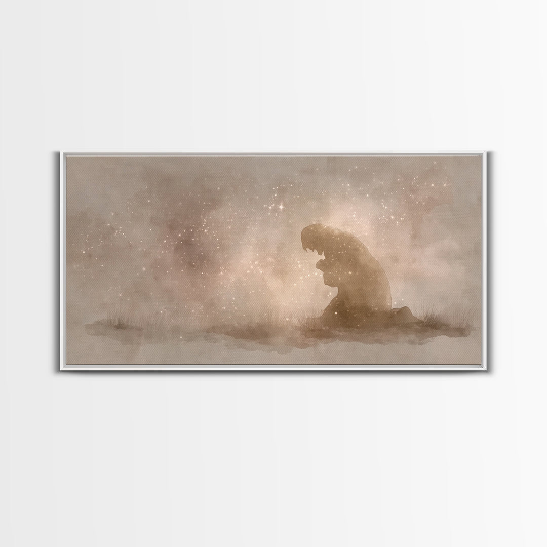 Sacred Stillness | Framed Canvas Print | Christian Art Canvas | Christian Wall Art | Christmas Art | Christian Christmas Decor | Jesus Pain
