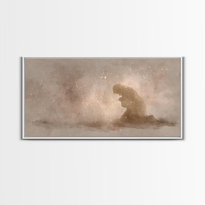 Sacred Stillness | Framed Canvas Print | Christian Art Canvas | Christian Wall Art | Christmas Art | Christian Christmas Decor | Jesus Pain