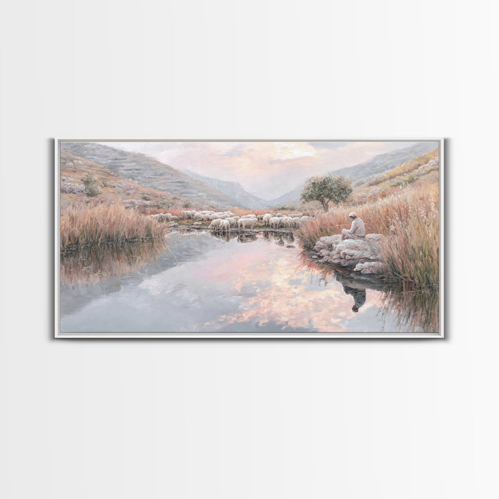 Pastoral Reverence – Framed Canvas Print – Christian Art Canvas – Christian Wall Art – Christian Christmas Art – Jesus Painting – Christmas