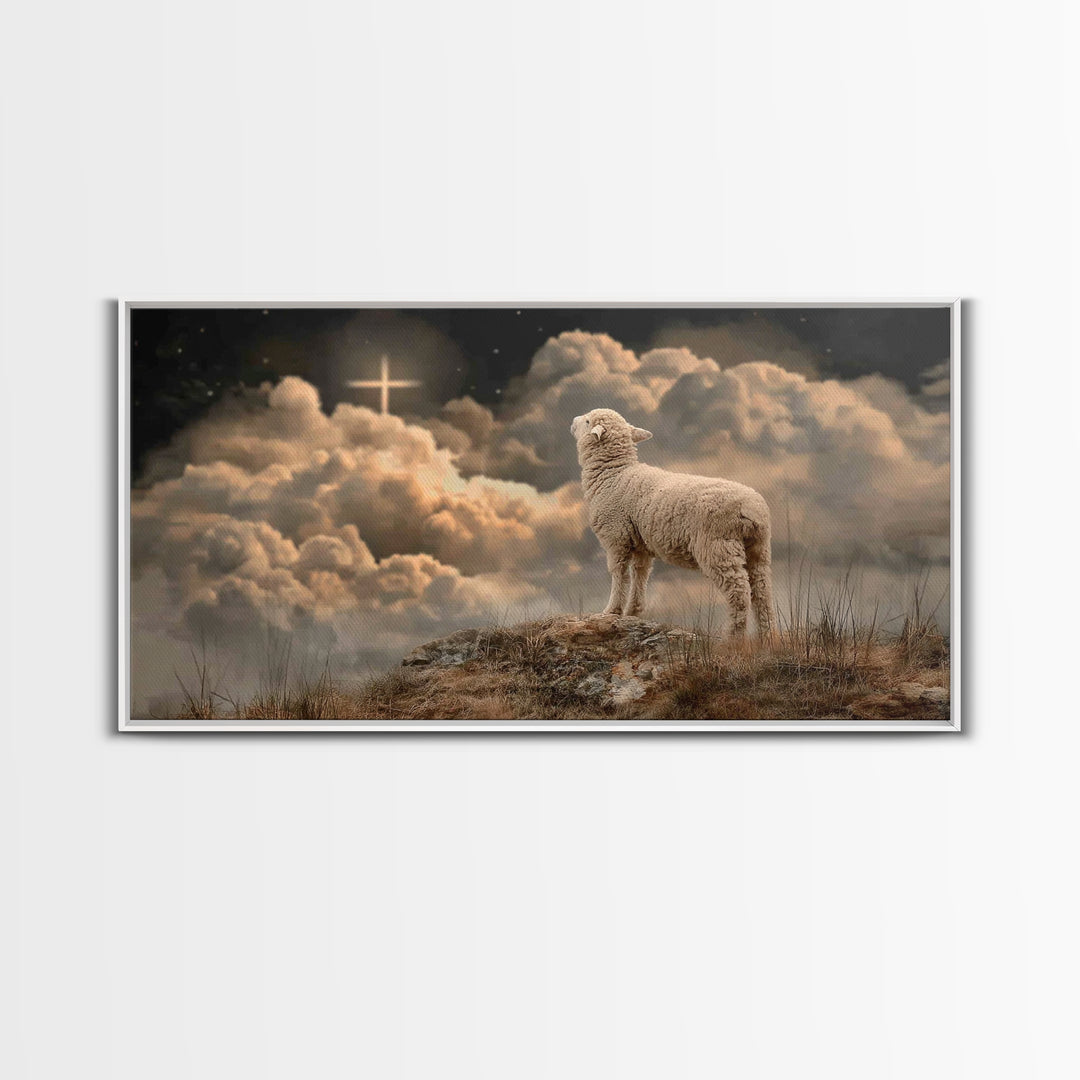 Lamb Of Glory – Framed Canvas Print – Christian Art – Christian Art Canvas – Christian Wall Art – Christian Paintings – Christian Decor – C