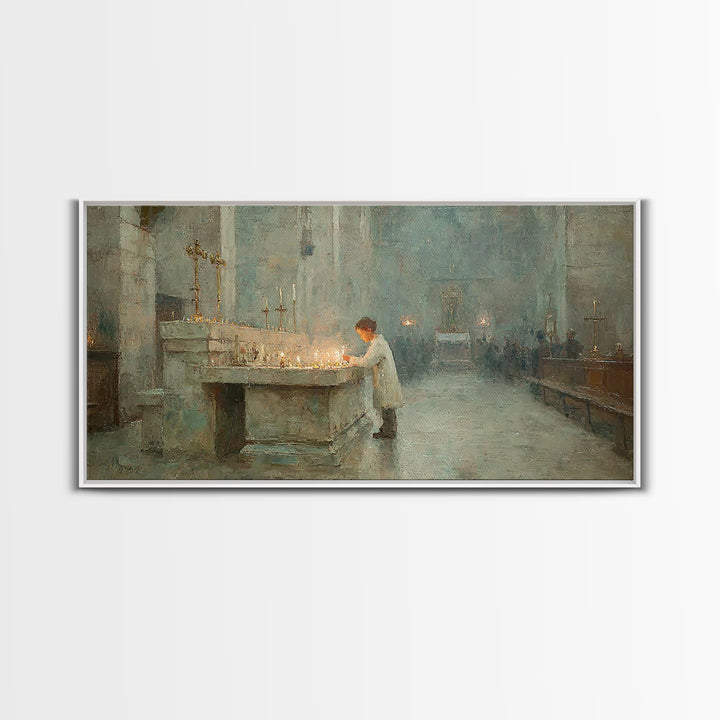 Quiet Devotion - Framed Canvas Print - Christian Art Print - Christian Decor - Christian Gift Ideas - Modern Christian Art - Christmas Art
