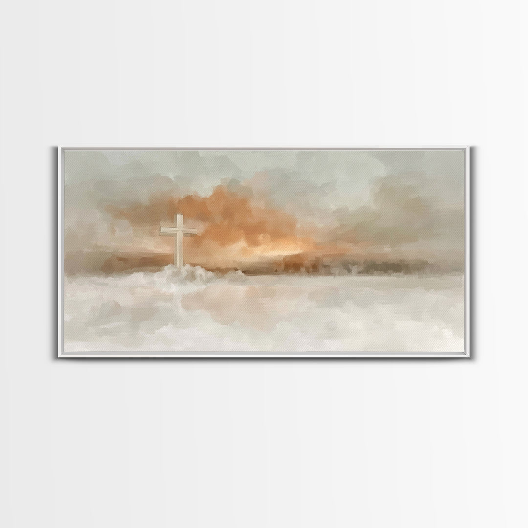 Clouds of Salvation, Framed Canvas Print, Christian Wall Art, Christian Art Canvas, Christmas Art Prints, Christian Decor for Home, Modern