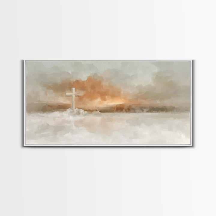 Clouds of Salvation, Framed Canvas Print, Christian Wall Art, Christian Art Canvas, Christmas Art Prints, Christian Decor for Home, Modern
