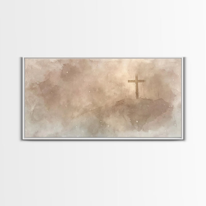 Snowfall Of Mercy – Framed Canvas Print – Christian Art – Christian Wall Art – Moody Christmas Art – Christmas Art Prints – Christian Chris