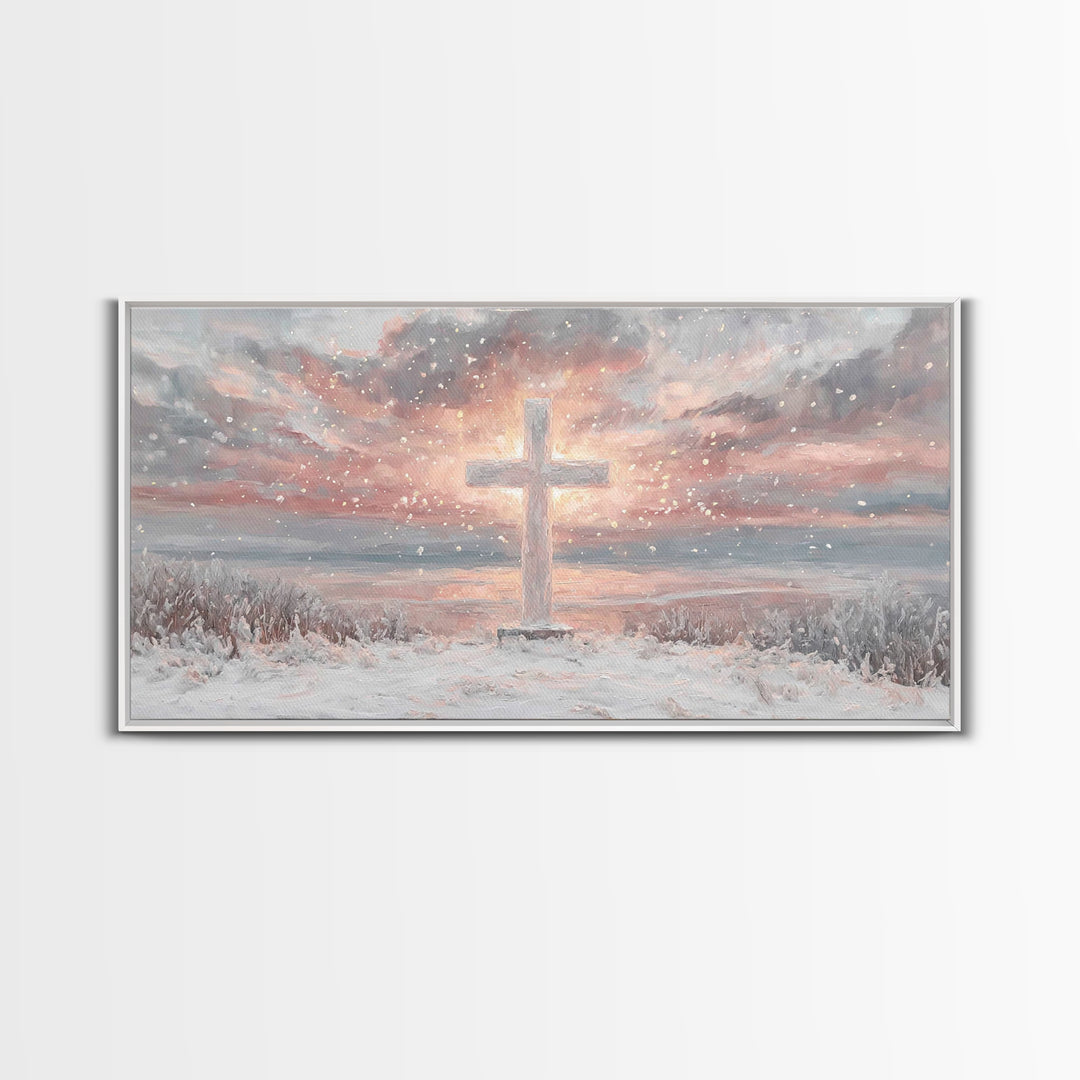 Radiant Dawn Cross – Framed Canvas Print – Christian Wall Art – Christian Art Canvas – Christmas Canvas Wall Art – Christian Decor For Home