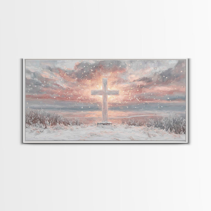 Radiant Dawn Cross – Framed Canvas Print – Christian Wall Art – Christian Art Canvas – Christmas Canvas Wall Art – Christian Decor For Home