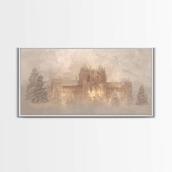 Sanctuary In Snow – Framed Canvas Print – Christian Wall Art – Vintage Christmas Art – Christian Art Canvas – Christmas Wall Art – Christia