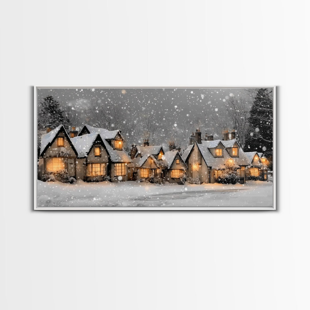 Village Noel Peace – Framed Canvas Print – Christmas Wall Art – Christian Christmas Art – Christmas Art Prints – Christian Art Canvas – Hol