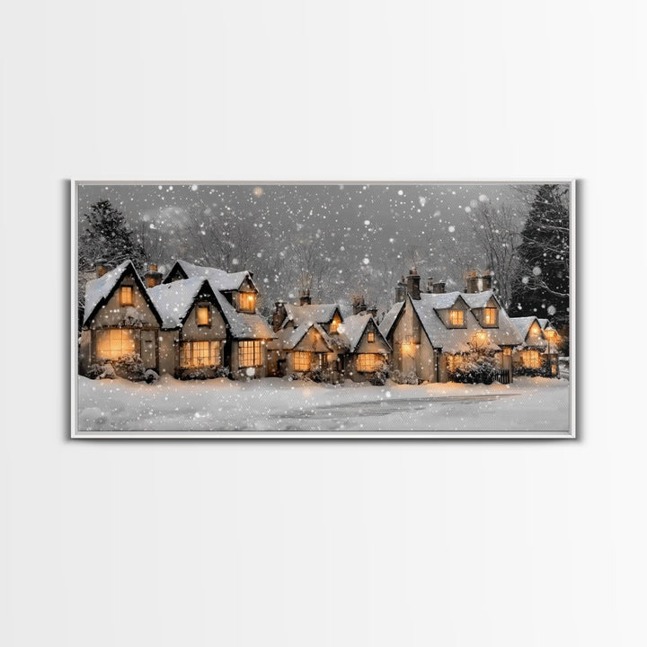 Village Noel Peace – Framed Canvas Print – Christmas Wall Art – Christian Christmas Art – Christmas Art Prints – Christian Art Canvas – Hol