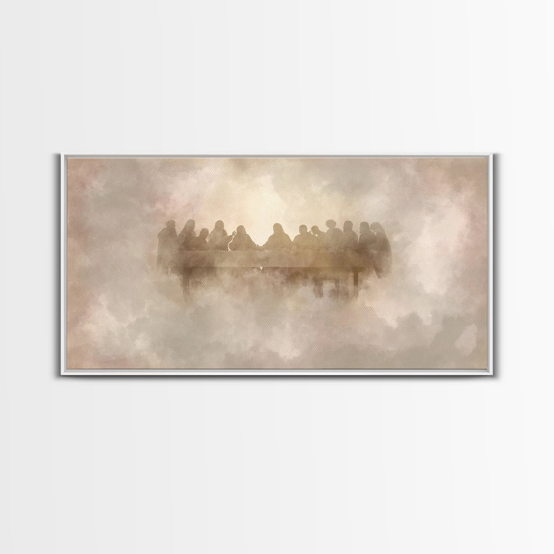 Heavenly Communion, Framed Canvas Print, Christian Art Canvas, Moody Christian Art, Christian Wall Art, Jesus Painting, Christmas Art