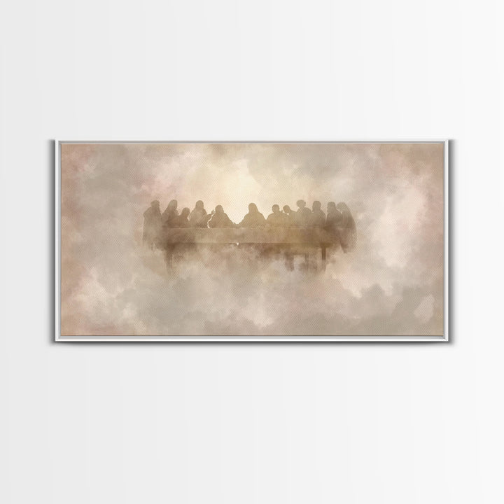Heavenly Communion, Framed Canvas Print, Christian Art Canvas, Moody Christian Art, Christian Wall Art, Jesus Painting, Christmas Art