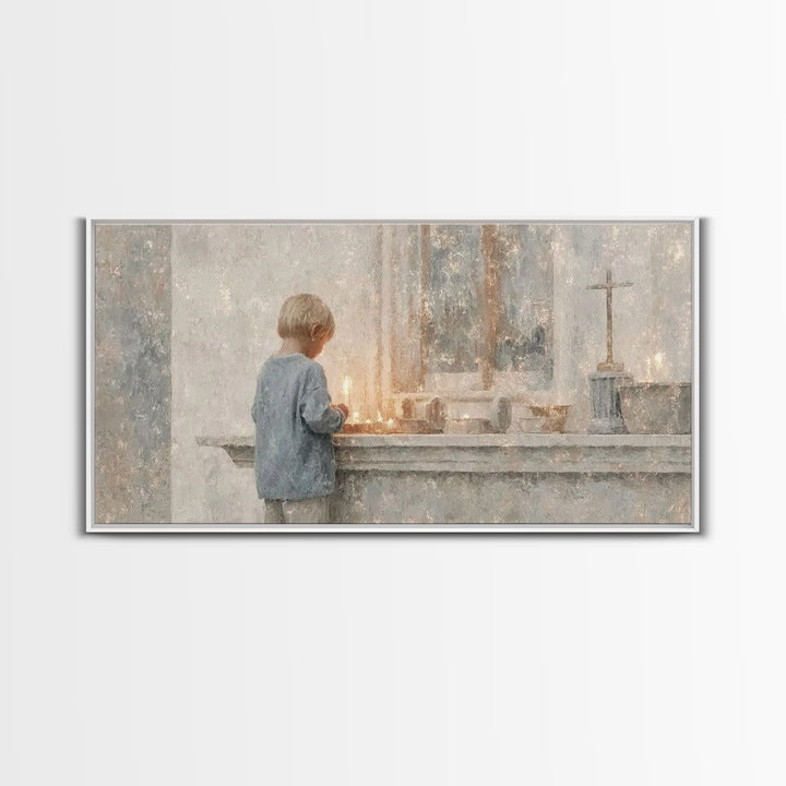 Sacred Stillness – Framed Canvas Print – Christian Art Painting – Subtle Christian Art – Christmas Art Prints – Christian Decorations – Chr
