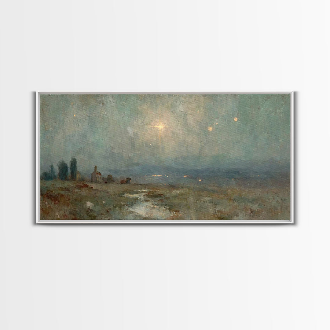 Star Of Bethlehem – Framed Canvas Print – Christian Art Prints – Christmas Wall Art – Jesus Christmas Art – Vintage Christian Art – Christi