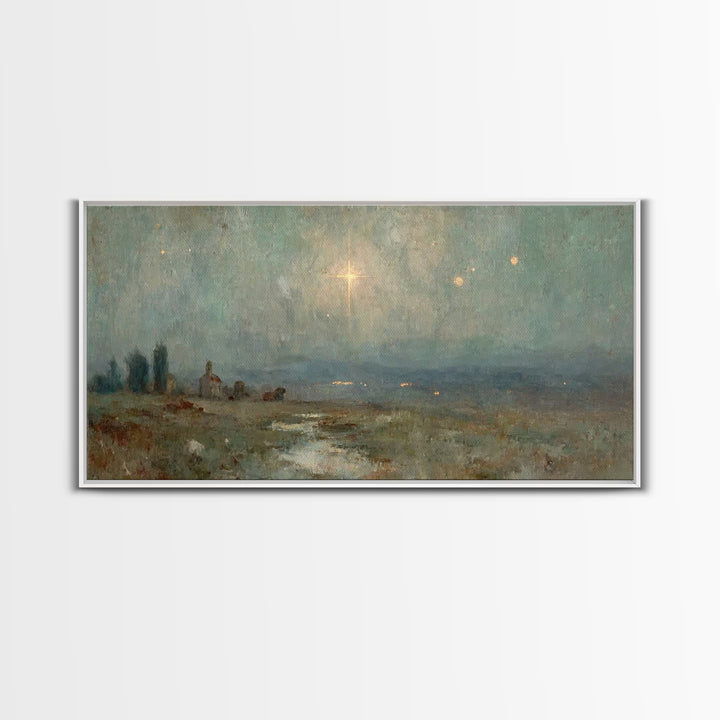Star Of Bethlehem – Framed Canvas Print – Christian Art Prints – Christmas Wall Art – Jesus Christmas Art – Vintage Christian Art – Christi