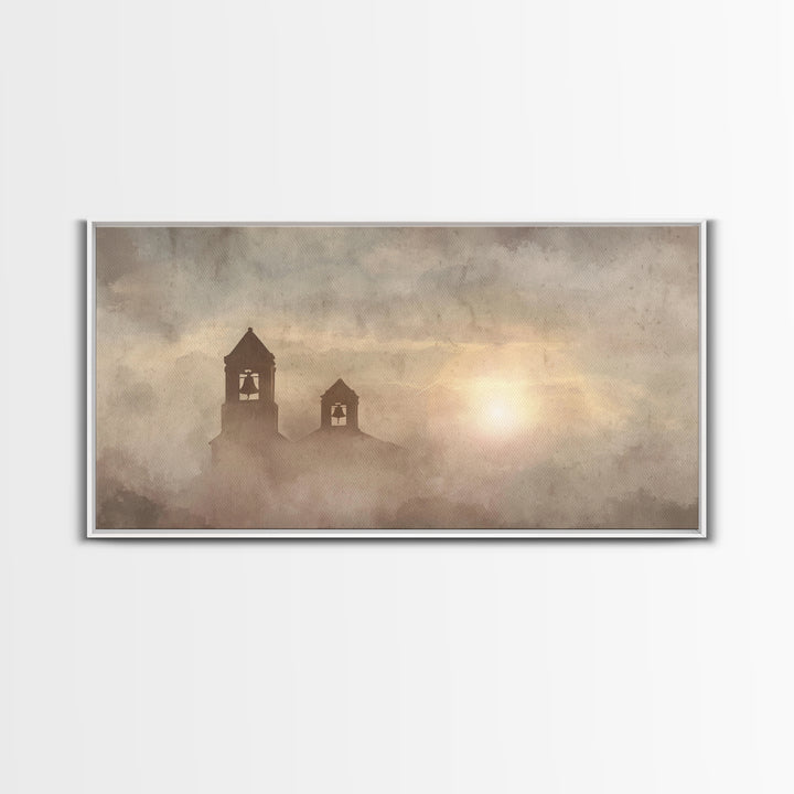 Silent Bells – Framed Canvas Print – Christian Wall Art – Christian Painting – Vintage Christian Art – Moody Christmas Art – Christian Deco