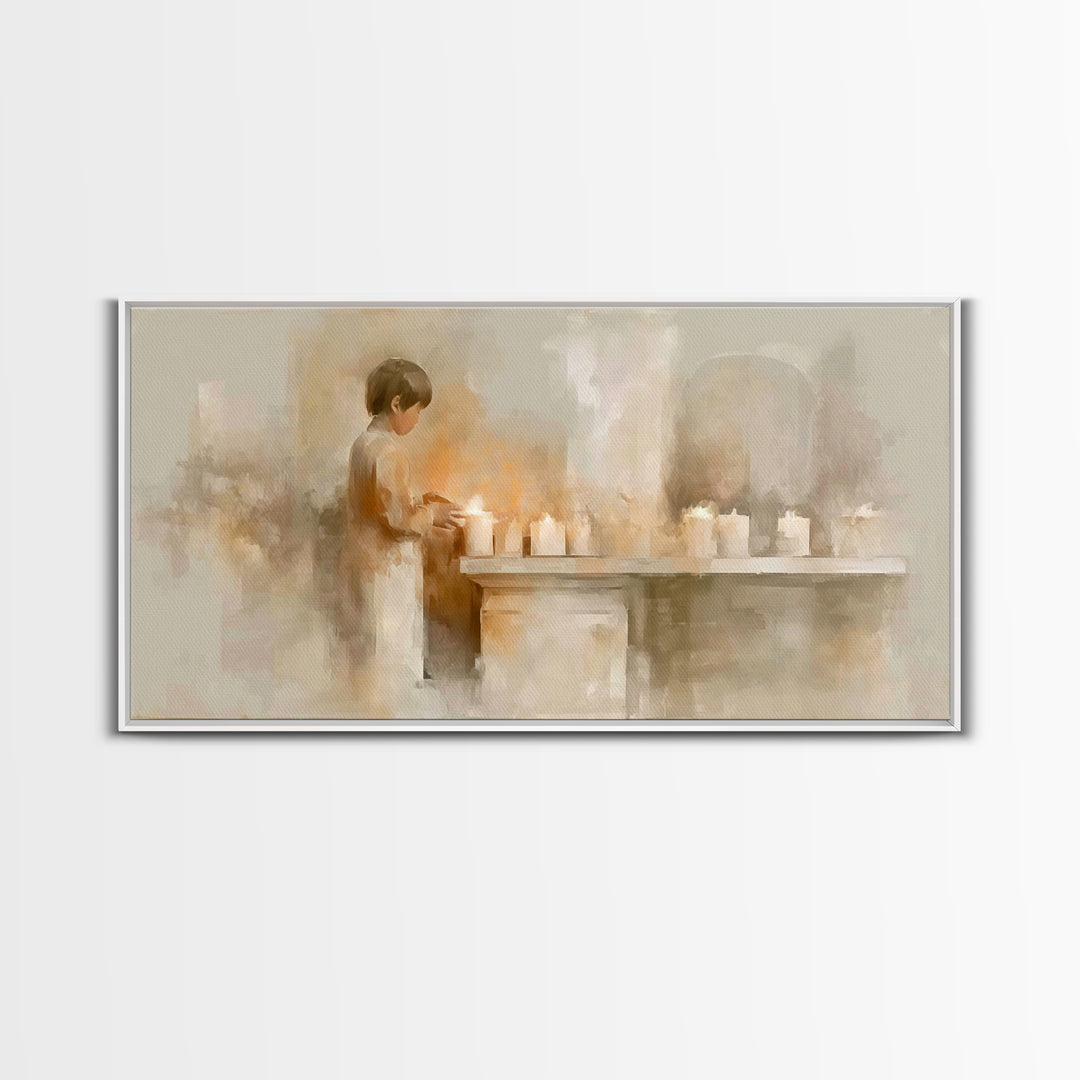Quiet Offering – Framed Canvas Print – Christian Art Canvas – Minimalist Christian Art – Christmas Art Work – Christian Christmas Art – Fra