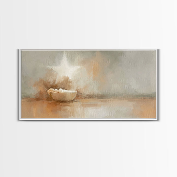 Nativity Star – Framed Canvas Print – Christian Christmas Art – Christian Art Canvas – Birth Of Jesus Painting – Christmas Art Work – Chris