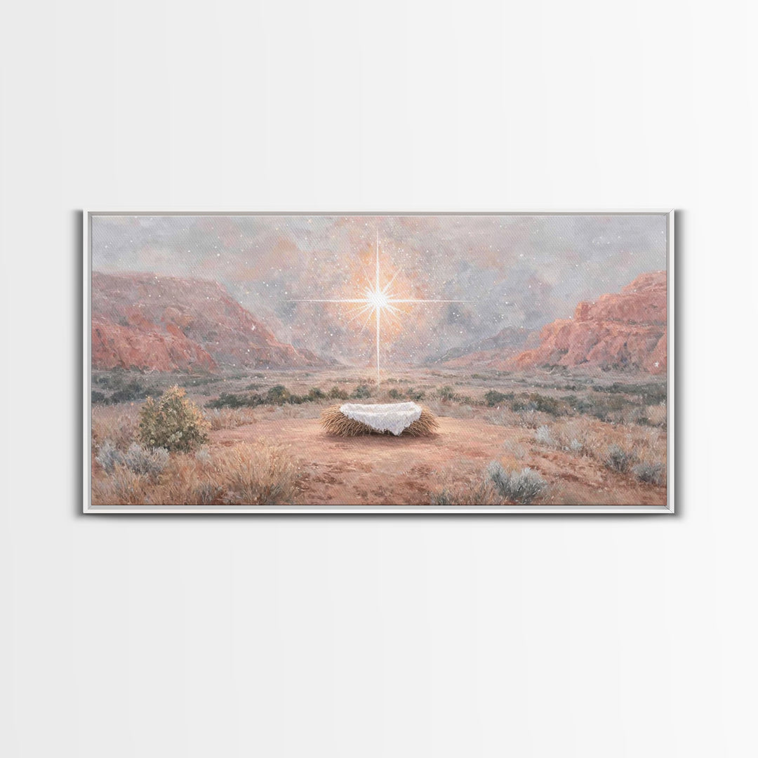 Desert Nativity – Framed Canvas Print – Christian Christmas Art – Christian Wall Art – Christian Art Print – Christmas Canvas Wall Art – Ch
