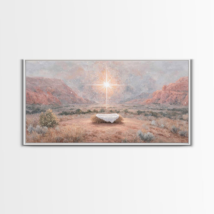 Desert Nativity – Framed Canvas Print – Christian Christmas Art – Christian Wall Art – Christian Art Print – Christmas Canvas Wall Art – Ch