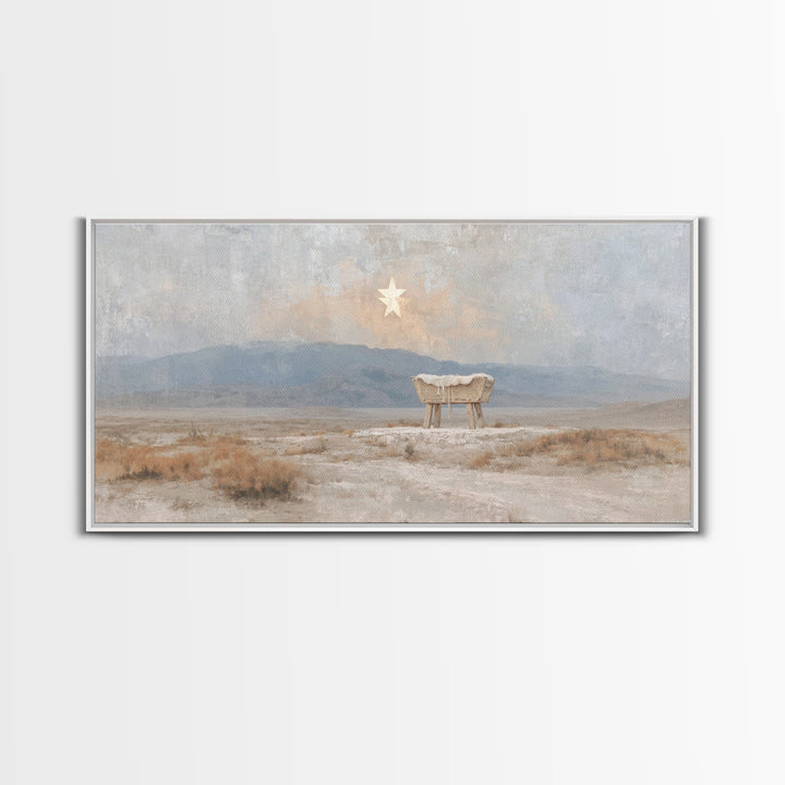 Sacred Nightfall – Framed Canvas Print – Christian Wall Art – Christian Christmas Art – Modern Christian Art – Christmas Art Prints – Chris