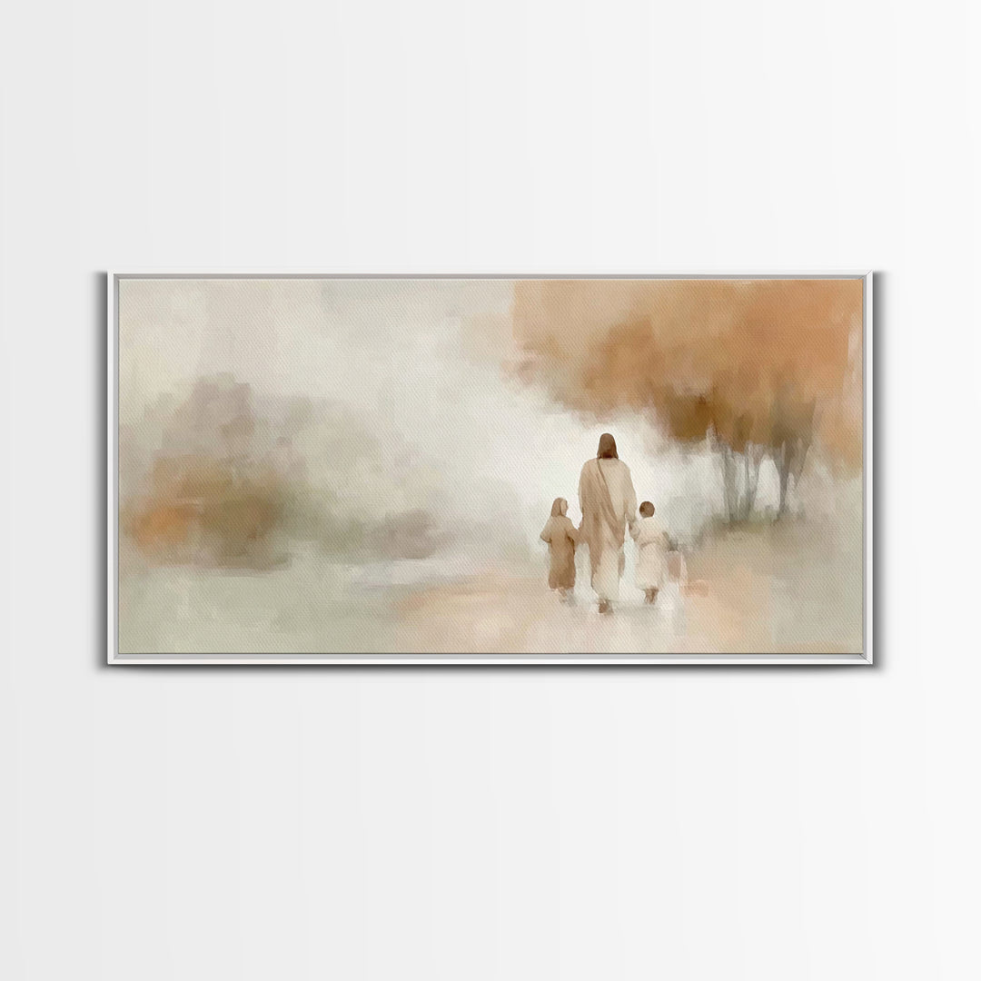 Guiding Grace Path – Framed Canvas Print – Christian Wall Art – Jesus Painting – Minimalist Christian Art – Christian Gift