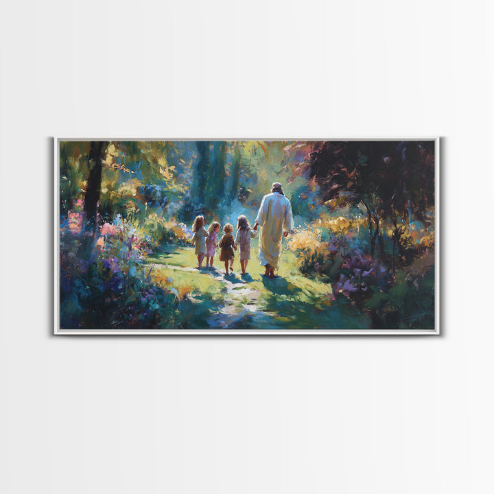 Garden Of Light | Framed Canvas Print | Christian Art Canvas | Jesus Painting | Christian Wall Art | Christmas Art