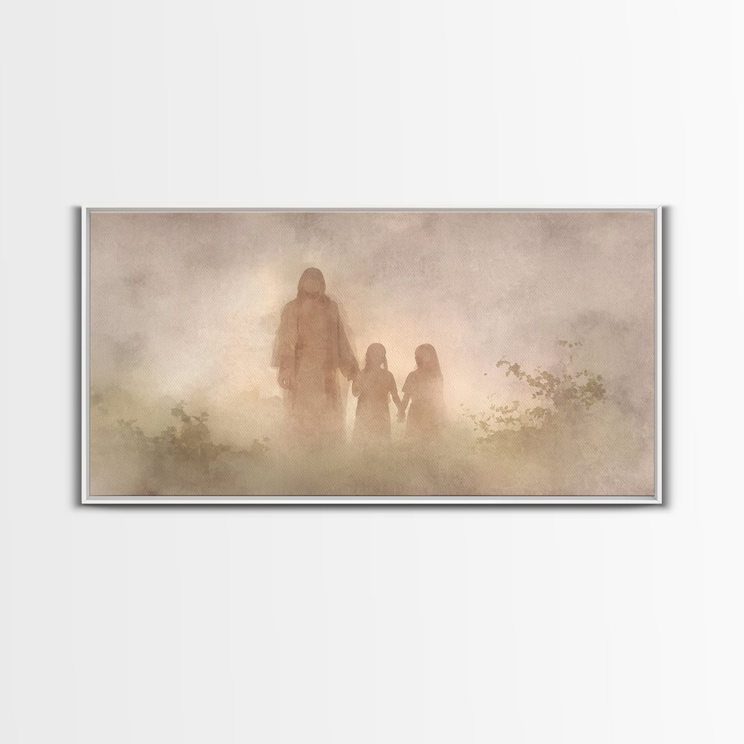Sacred Morning Haze – Framed Canvas Print – Christian Wall Art – Minimalist Christian Art – Jesus Painting – Subtle Christian Art – Christi