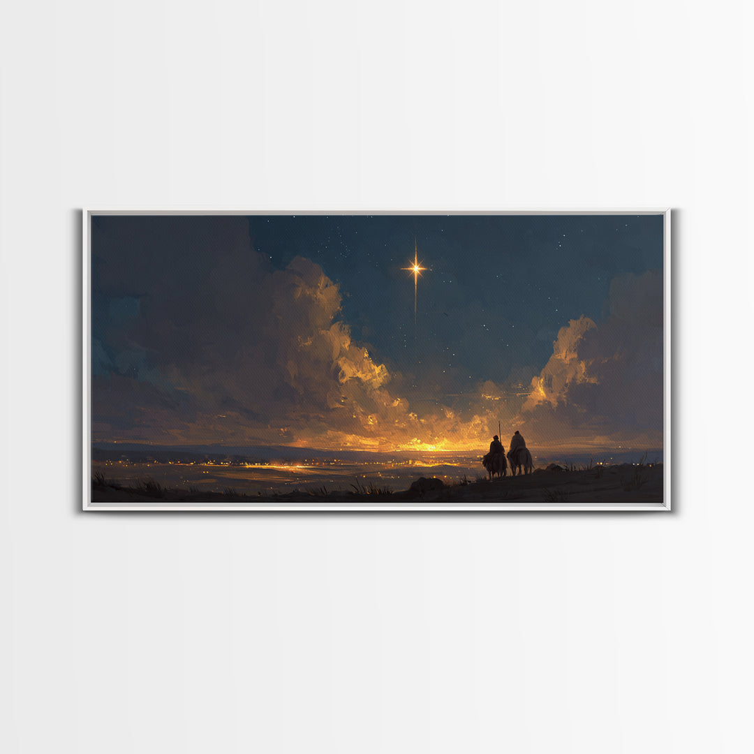 Bethlehem Star Rise, Framed Canvas Print, Christmas Wall Art, Christian Christmas Art, Jesus Christmas Art, Christian Art Canvas, Christian