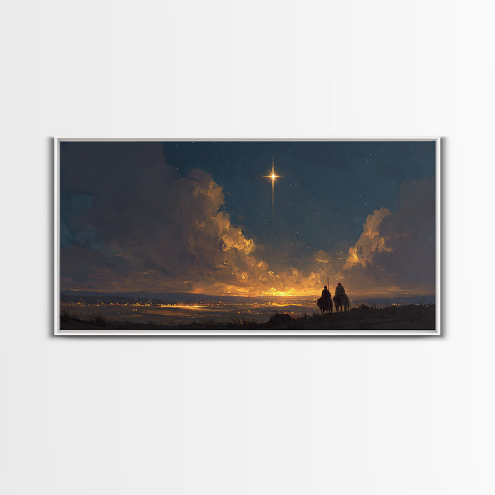 Bethlehem Star Rise, Framed Canvas Print, Christmas Wall Art, Christian Christmas Art, Jesus Christmas Art, Christian Art Canvas, Christian