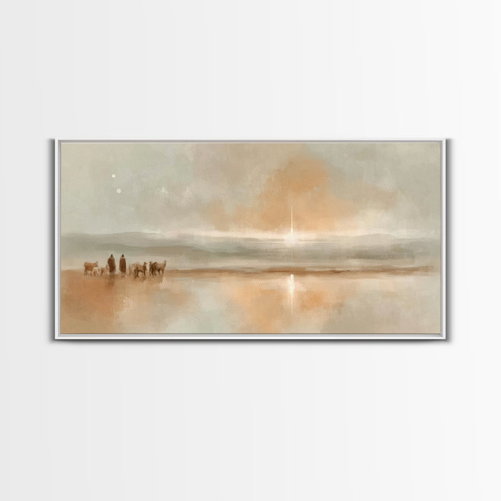 Desert Star Journey – Framed Canvas Print – Christian Christmas Art – Christian Wall Art – Jesus Painting – Christmas Art Print – Christian