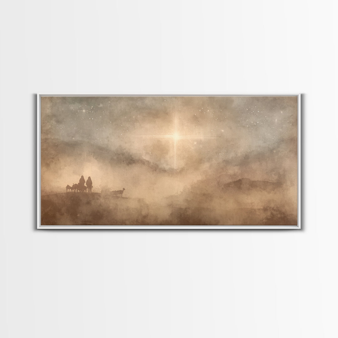 Holy Night Wonder, Framed Canvas Print, Christmas Art Prints, Christian Wall Art, Moody Christmas Art, Christian Christmas Decor, Christian