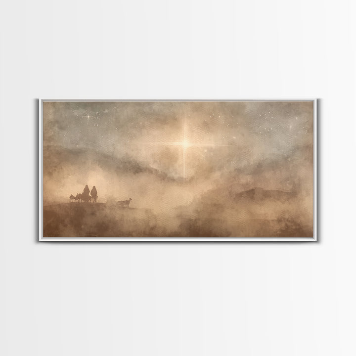 Holy Night Wonder, Framed Canvas Print, Christmas Art Prints, Christian Wall Art, Moody Christmas Art, Christian Christmas Decor, Christian