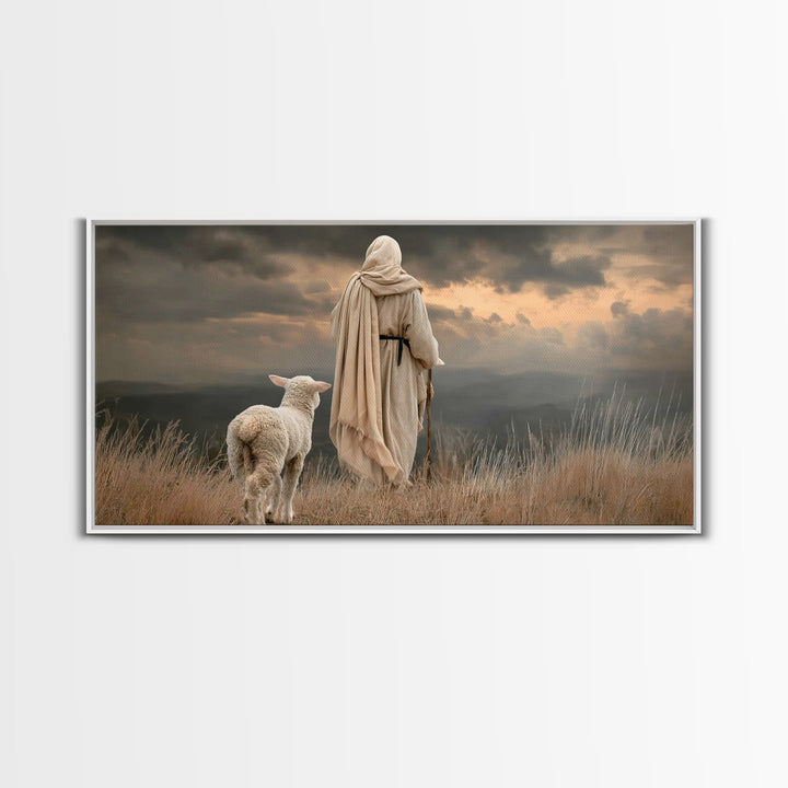 The Good Shepherd, Framed Canvas Print, Jesus Painting, Christian Wall Art, Christian Art Print, Christian Decor For Home, Large Jesus Pain