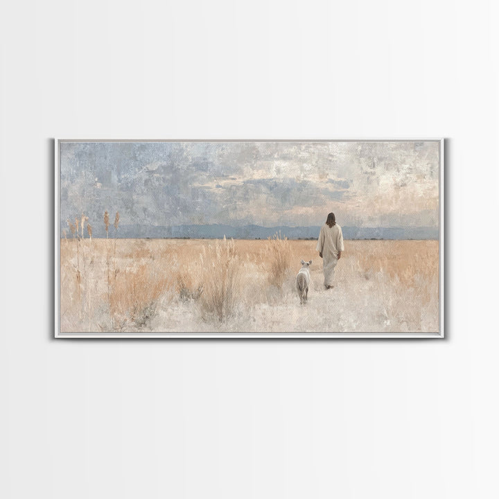Fields Of Grace | Framed Canvas Print | Christian Art Canvas | Jesus Painting | Christian Wall Art | Large Christian Painting