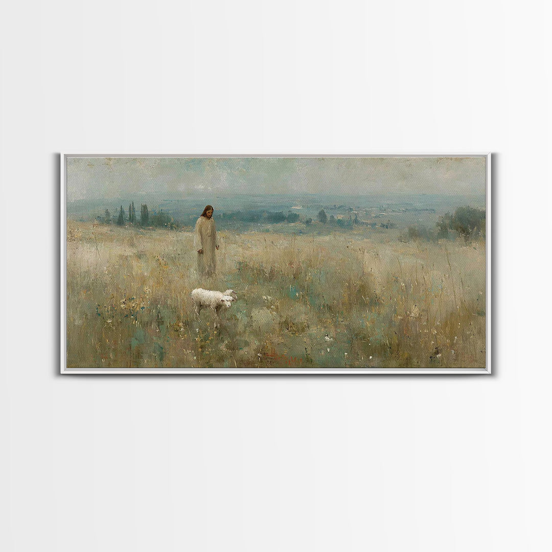 Field Of Grace – Framed Canvas Print – Christian Art Canvas – Jesus Painting – Large Christian Art – Christian Wall Art – Vintage Christian